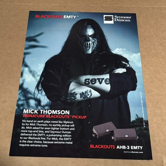 Mick Thomson - Seven of Slipknot - SEYMOUR DUNCAN PICKUPS - Print Ad - 2012 - Picture 1 of 1